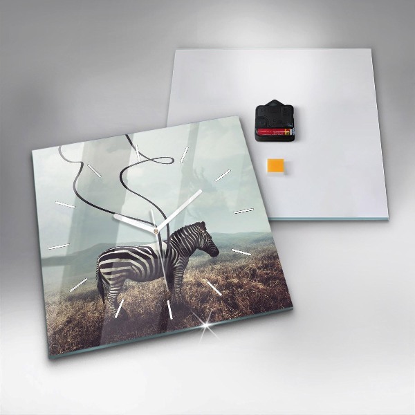 Wanduhr modern quadratisch Zebra - Abstraktion