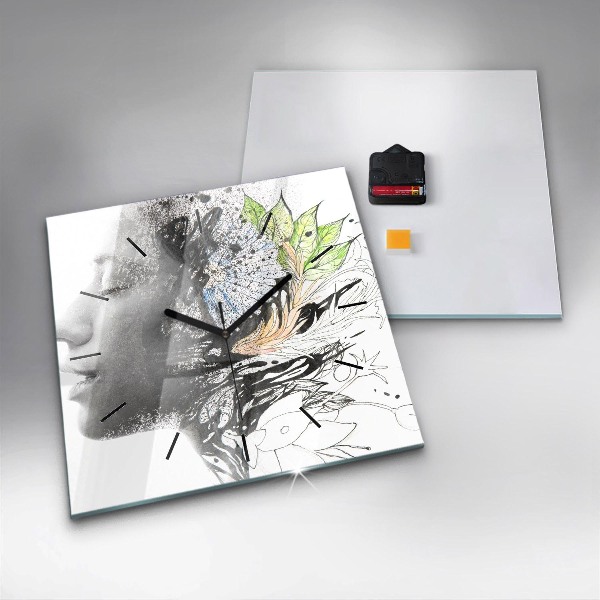 Wanduhr quadratisch mit motiv Abstraktes Frauengesicht