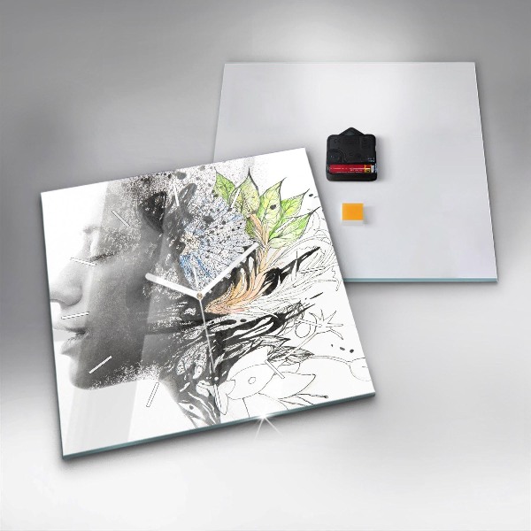 Wanduhr quadratisch mit motiv Abstraktes Frauengesicht