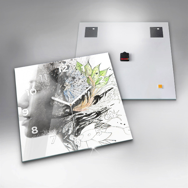 Wanduhr quadratisch mit motiv Abstraktes Frauengesicht