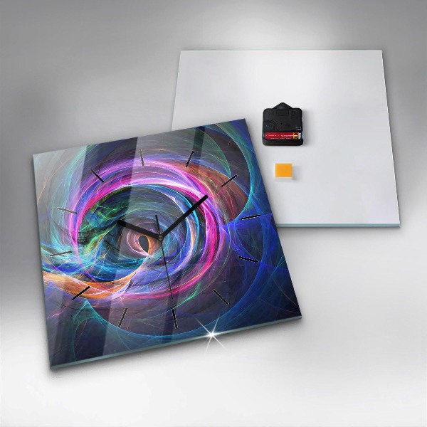 Wanduhr quadratisch Buntes Fraktal