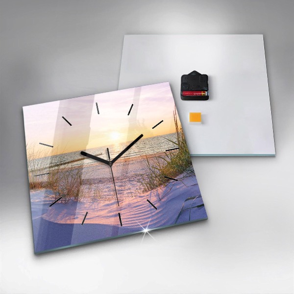 Wanduhr modern quadratisch Polnischer Sonnenuntergang am Meer