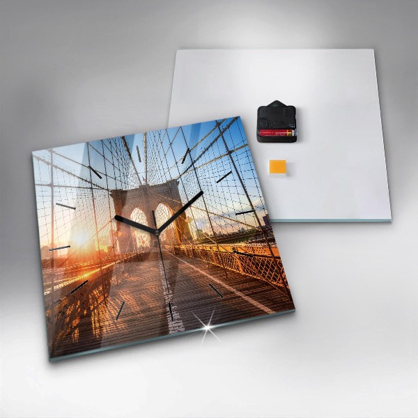 Wanduhr quadratisch Brooklyn-Brücke NYC