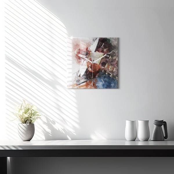 Wanduhr quadratisch mit motiv Gitarren-Visualisierung