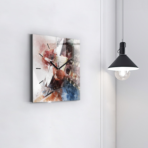 Wanduhr quadratisch mit motiv Gitarren-Visualisierung