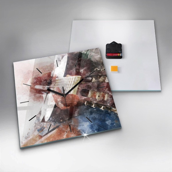 Wanduhr quadratisch mit motiv Gitarren-Visualisierung