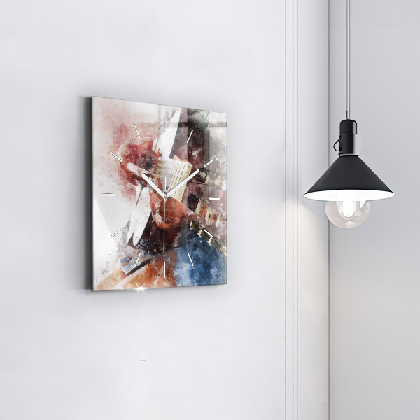 Wanduhr quadratisch mit motiv Gitarren-Visualisierung