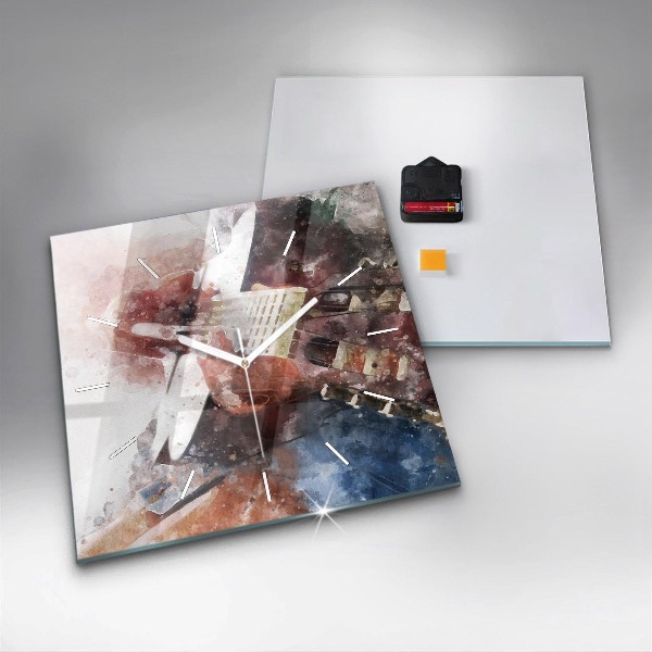 Wanduhr quadratisch mit motiv Gitarren-Visualisierung