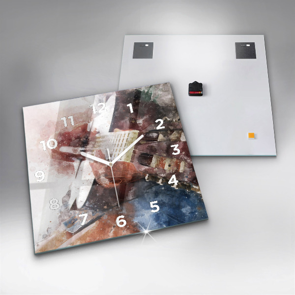 Wanduhr quadratisch mit motiv Gitarren-Visualisierung