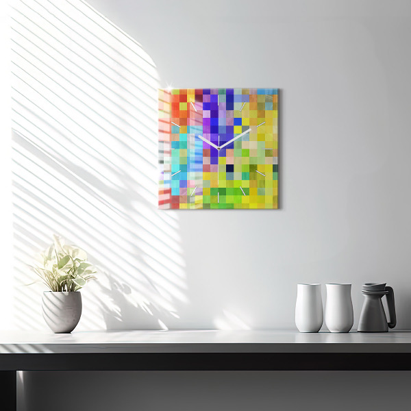 Wanduhr quadratisch Komposition von Quadraten
