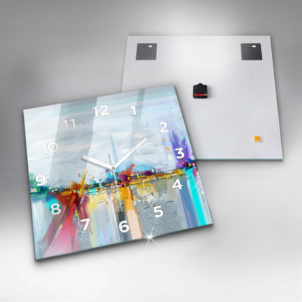 Wanduhr quadratisch Abstrakte Öl-Landschaft