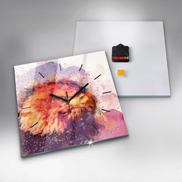 Wanduhr quadratisch mit motiv Aquarell Adler