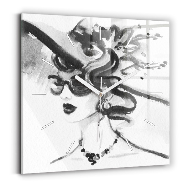 Wanduhr quadratisch Modische Frau