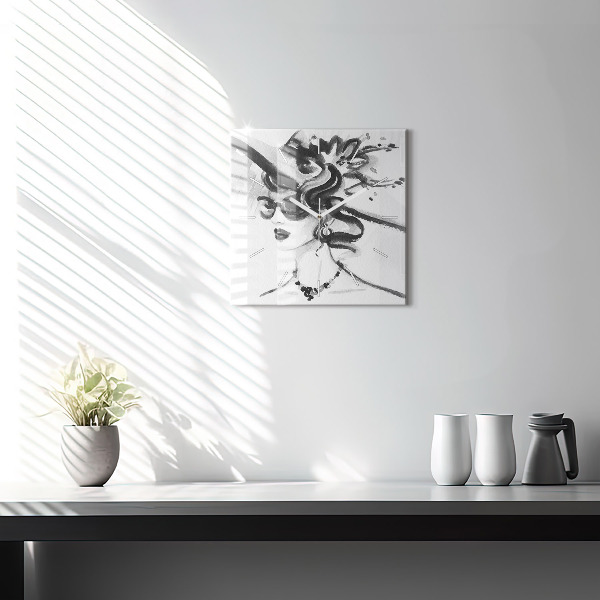 Wanduhr quadratisch Modische Frau