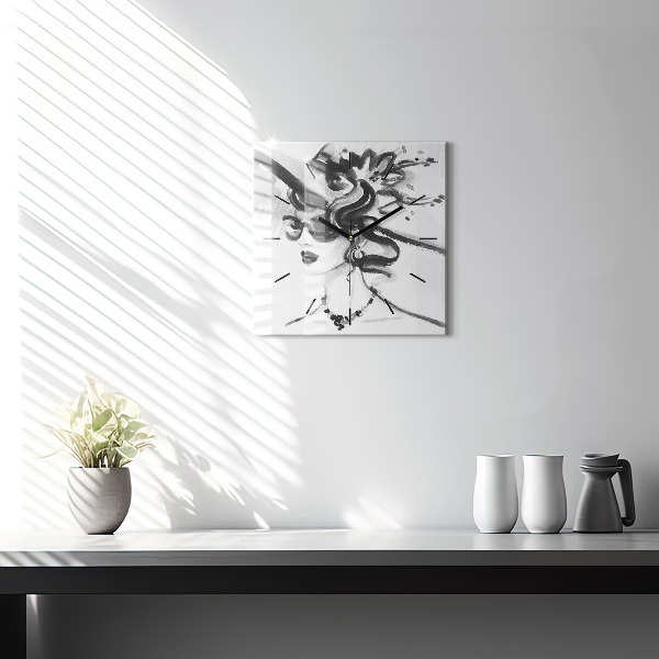 Wanduhr quadratisch Modische Frau