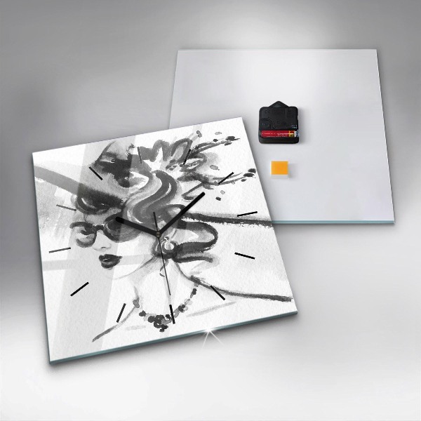 Wanduhr quadratisch Modische Frau