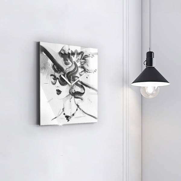 Wanduhr quadratisch Modische Frau