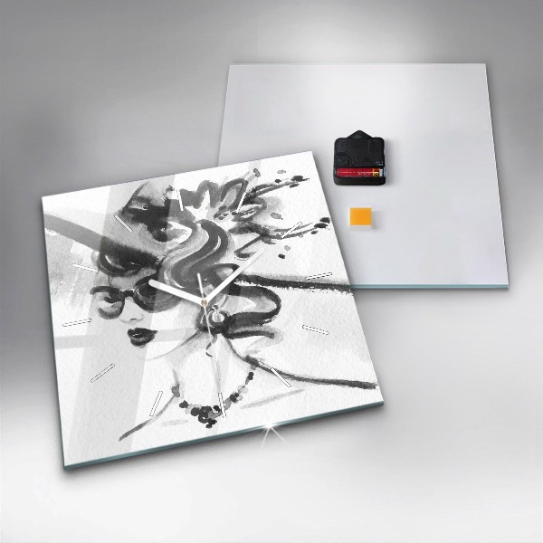 Wanduhr quadratisch Modische Frau