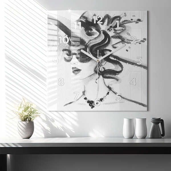Wanduhr quadratisch Modische Frau