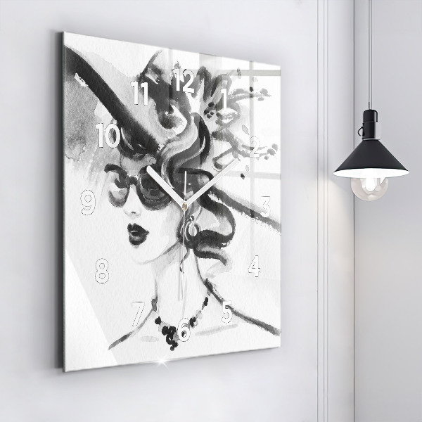 Wanduhr quadratisch Modische Frau