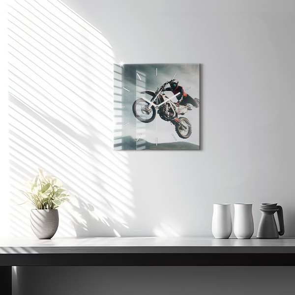 Wanduhr modern quadratisch Motorrad im Adrenalin-Stil
