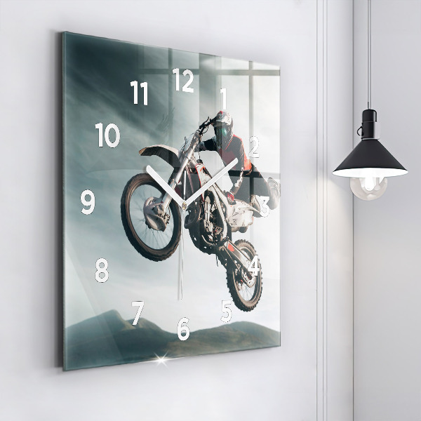 Wanduhr modern quadratisch Motorrad im Adrenalin-Stil