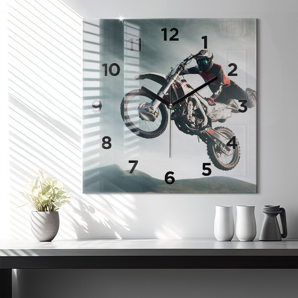 Wanduhr modern quadratisch Motorrad im Adrenalin-Stil