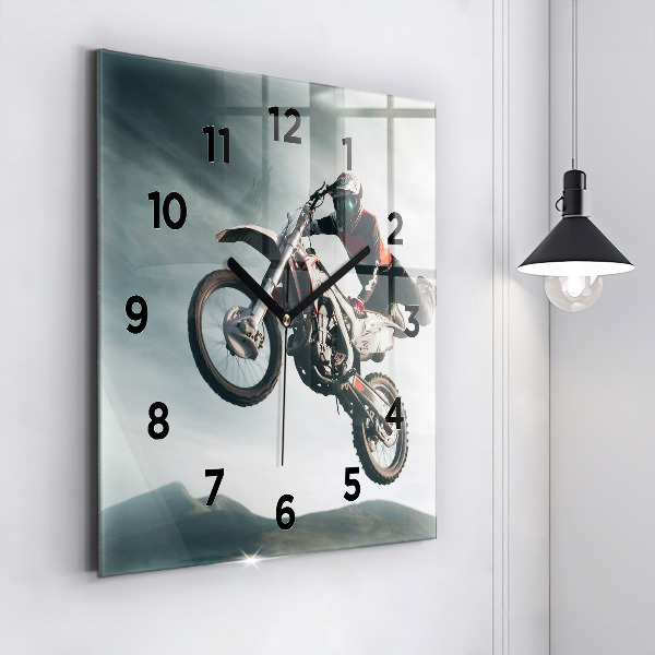 Wanduhr modern quadratisch Motorrad im Adrenalin-Stil