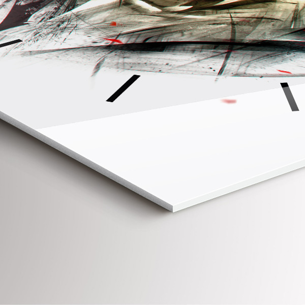 Wanduhr modern quadratisch Gezeichnetes Porträt eines Wolfes