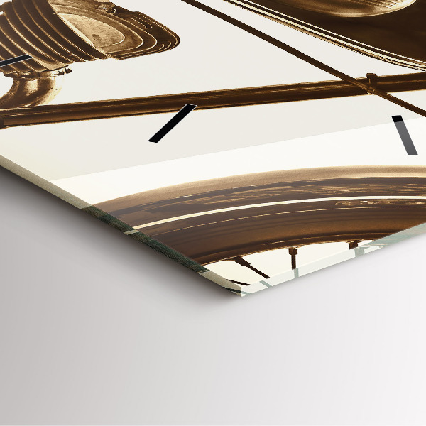 Wanduhr quadratisch mit motiv Sepia-Motorrad Vintage