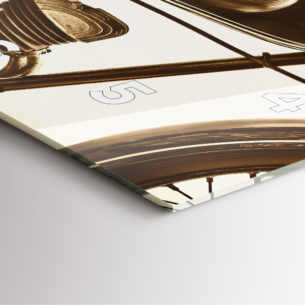 Wanduhr quadratisch mit motiv Sepia-Motorrad Vintage