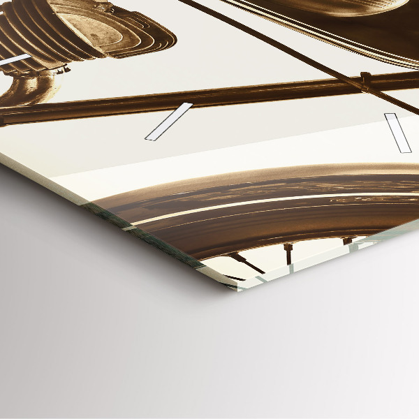 Wanduhr quadratisch mit motiv Sepia-Motorrad Vintage