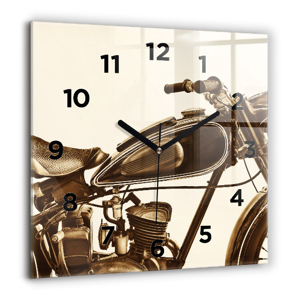Wanduhr quadratisch mit motiv Sepia-Motorrad Vintage