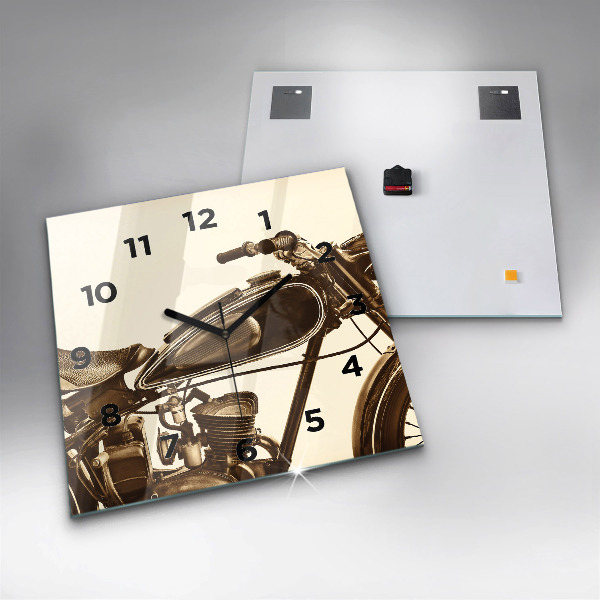 Wanduhr quadratisch mit motiv Sepia-Motorrad Vintage