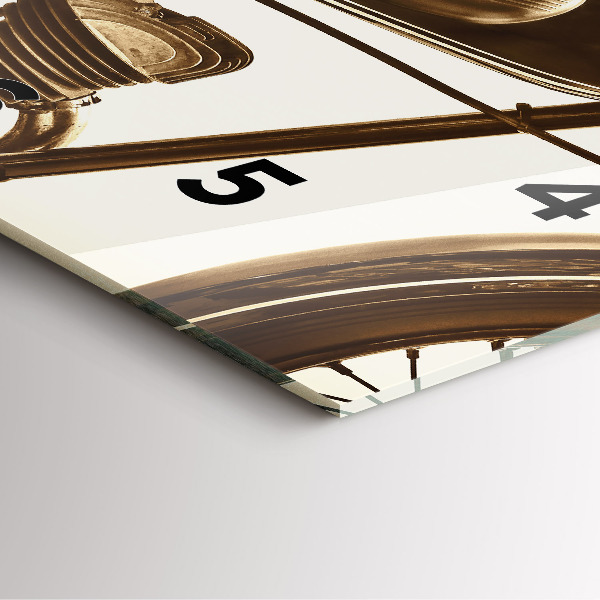 Wanduhr quadratisch mit motiv Sepia-Motorrad Vintage