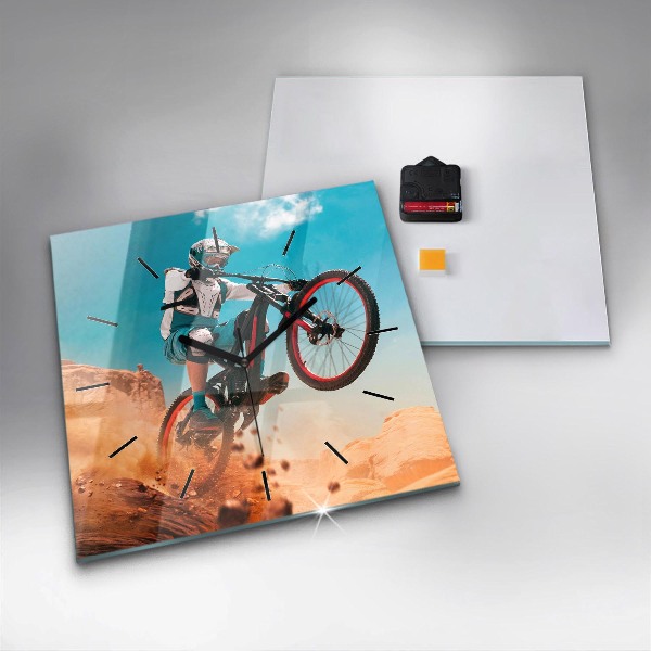 Wanduhr quadratisch mit motiv Stuntman und Adrenalin