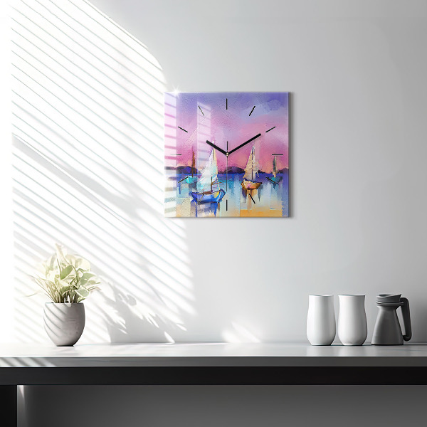 Wanduhr modern quadratisch Meereslandschaft