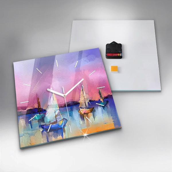 Wanduhr modern quadratisch Meereslandschaft