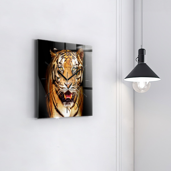 Wanduhr quadratisch Tiger - wildes Auge