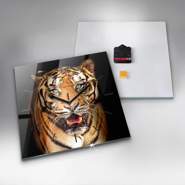 Wanduhr quadratisch Tiger - wildes Auge