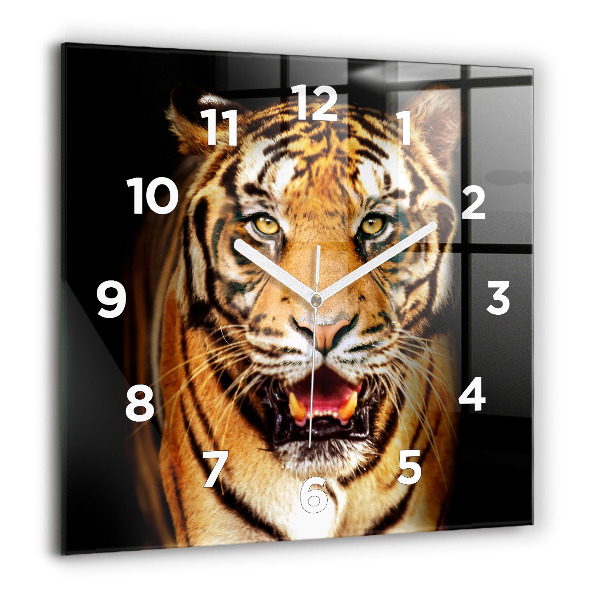 Wanduhr quadratisch Tiger - wildes Auge