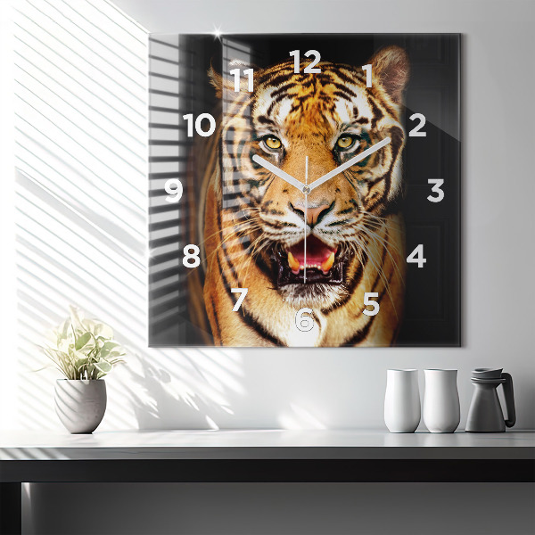 Wanduhr quadratisch Tiger - wildes Auge