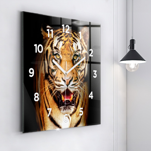 Wanduhr quadratisch Tiger - wildes Auge