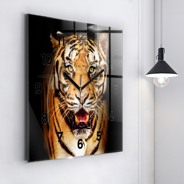 Wanduhr quadratisch Tiger - wildes Auge