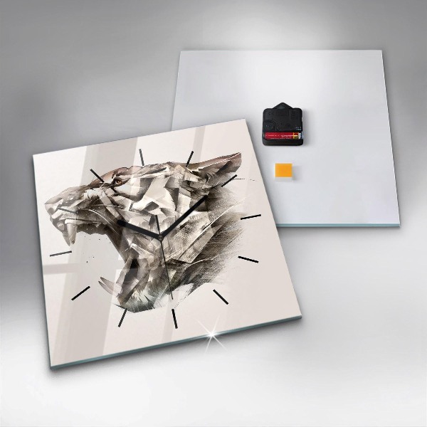 Wanduhr quadratisch mit motiv Gemaltes Porträt eines Tigers