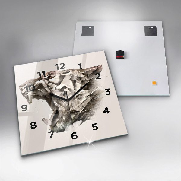 Wanduhr quadratisch mit motiv Gemaltes Porträt eines Tigers