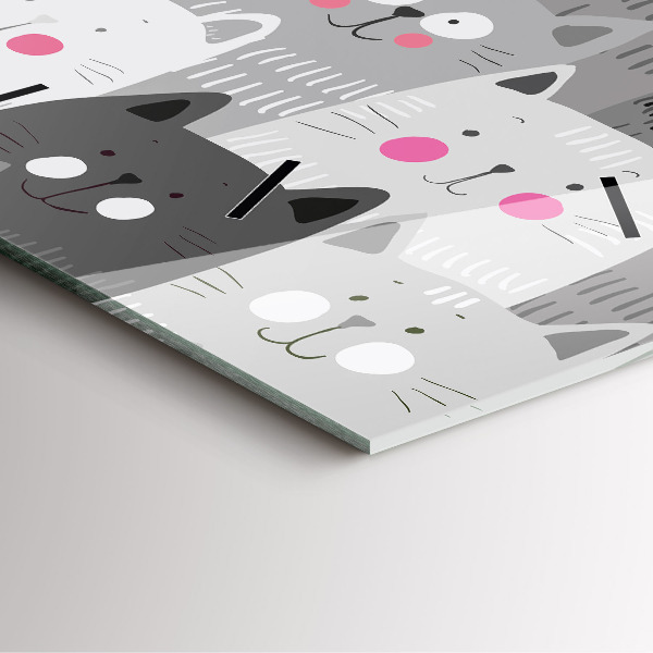 Wanduhr quadratisch Muster mit Katzen