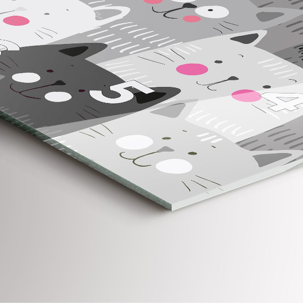 Wanduhr quadratisch Muster mit Katzen