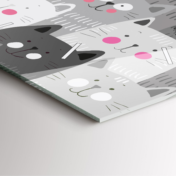 Wanduhr quadratisch Muster mit Katzen