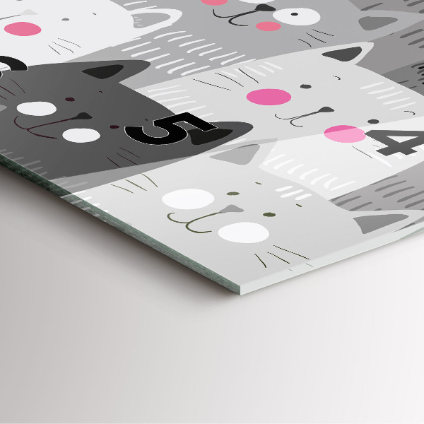 Wanduhr quadratisch Muster mit Katzen